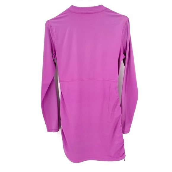 ATHLETA Purple Zip Ruched Tie Tidal Guard UPF Beach Athletic Long sleeve Dress - Picture 5 of 7